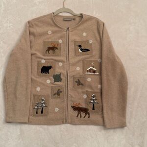 Croft & Barrow Wildlife Mountain Fleece Zip Up size  L